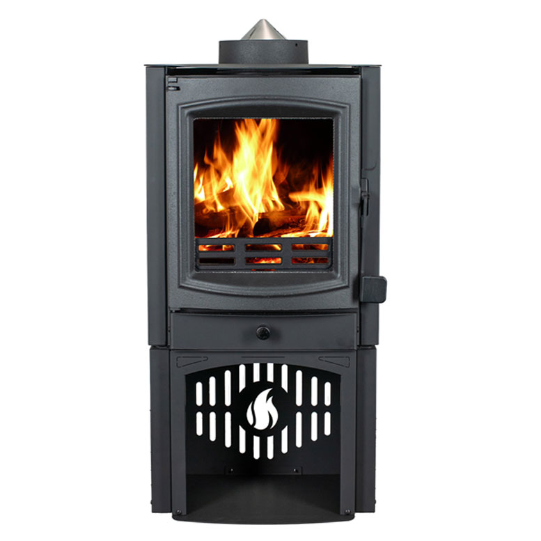 Breckwell SW500 Woodstove pictured with a fire