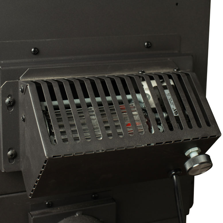 Easy fan replacement with external mounted fan on this woodstove
