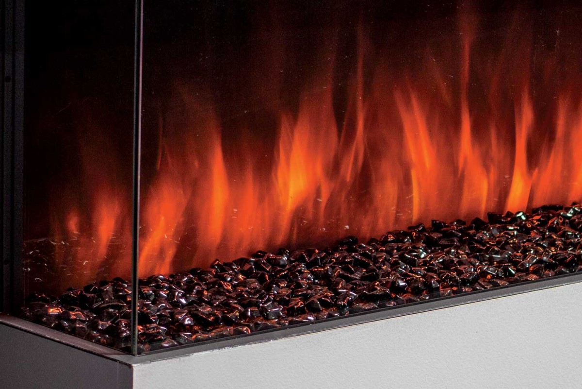 Uptown Obsidian Black Glass for Electric fireplace UE44